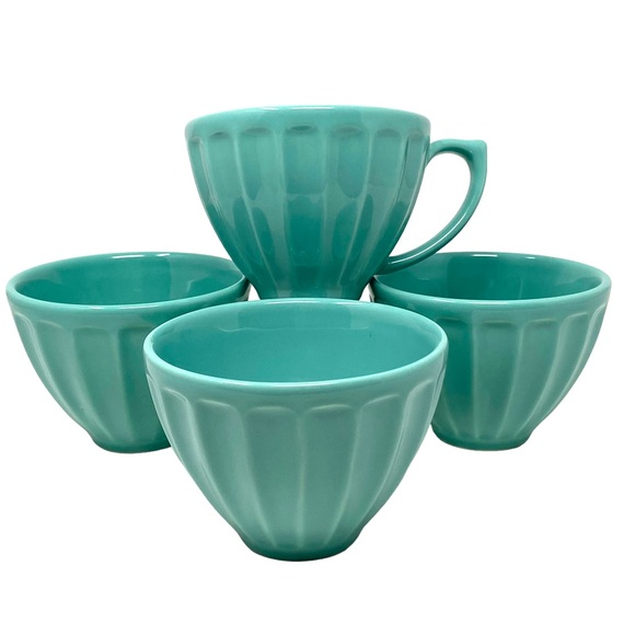 Anthropologie Dining Anthropologie Biscuit Aqua Tea Cups 4 Poshmark